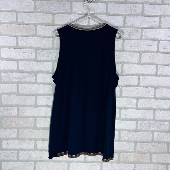 J. Jill NWT Navy Embroidered Tunic Sleeveless Top Size LP - Picture 6 of 10